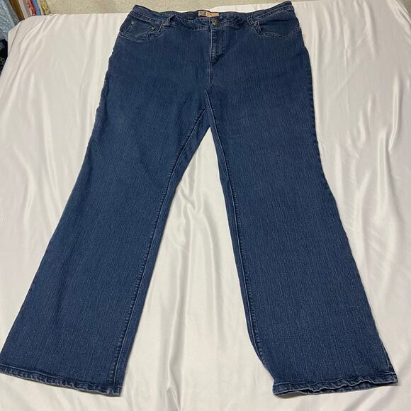 Faded Glory Jeans Stretch Med Stone Dark Blue Bling Pocket Plus Size 22W - Picture 1 of 12